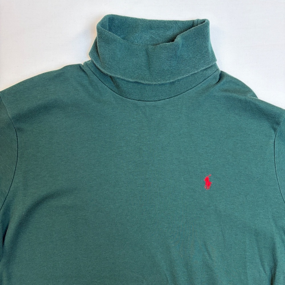 Vintage Polo Ralph Lauren Mens Hunter‎ Green Turtleneck Cotton USA Made Large